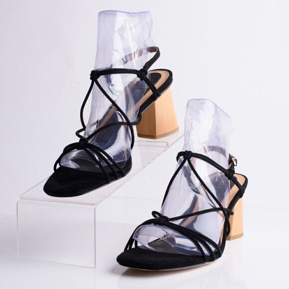 Joie Womens Black Suede Leather Malti Strappy Buckle Heeled Sandals EU 39 US 9 - Picture 1 of 9